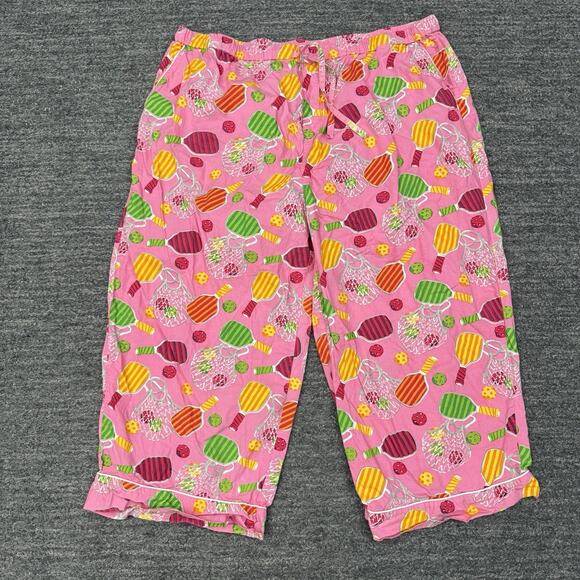Printfresh Pajama Set Women 1X Pretty in Pickleball Short Sleeve Cropped Pants - Picture 4 of 16